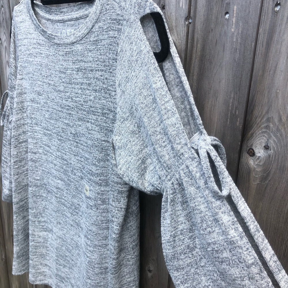 LOFT Grey Detailed Sleeve Tee